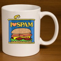 Funny I Heart Love Spam Canned Cooked Pork Food Lover Spam 11oz C Handle Ceramic Mug