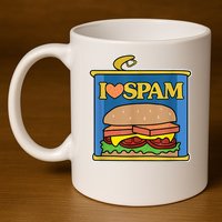 Funny I Heart Love Spam Canned Cooked Pork Food Lover Spam 11oz C Handle Ceramic Mug
