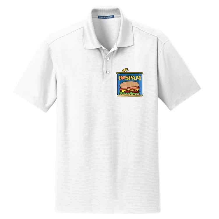 Funny I Heart Love Spam Canned Cooked Pork Food Lover Spam Dry Zone Grid Polo