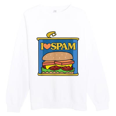 Funny I Heart Love Spam Canned Cooked Pork Food Lover Spam Premium Crewneck Sweatshirt