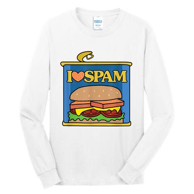 Funny I Heart Love Spam Canned Cooked Pork Food Lover Spam Tall Long Sleeve T-Shirt