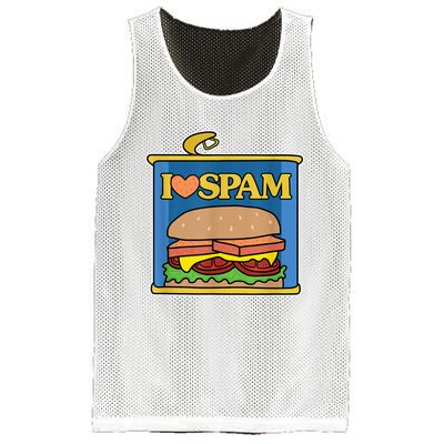 Funny I Heart Love Spam Canned Cooked Pork Food Lover Spam Mesh Reversible Basketball Jersey Tank