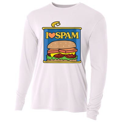 Funny I Heart Love Spam Canned Cooked Pork Food Lover Spam Cooling Performance Long Sleeve Crew