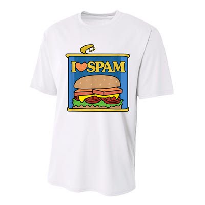 Funny I Heart Love Spam Canned Cooked Pork Food Lover Spam Performance Sprint T-Shirt