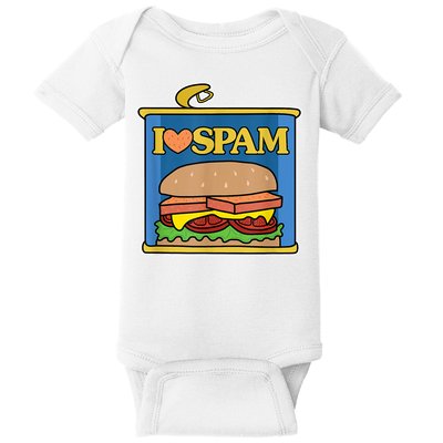 Funny I Heart Love Spam Canned Cooked Pork Food Lover Spam Baby Bodysuit