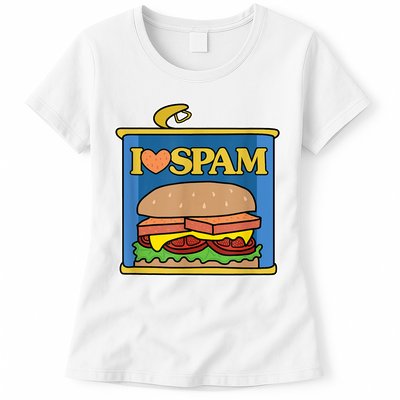 Funny I Heart Love Spam Canned Cooked Pork Food Lover Spam Womens T-Shirt