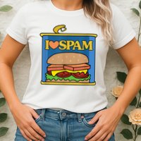 Funny I Heart Love Spam Canned Cooked Pork Food Lover Spam Womens T-Shirt