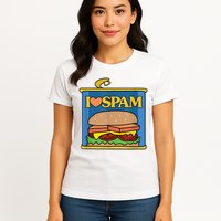 Funny I Heart Love Spam Canned Cooked Pork Food Lover Spam Womens T-Shirt