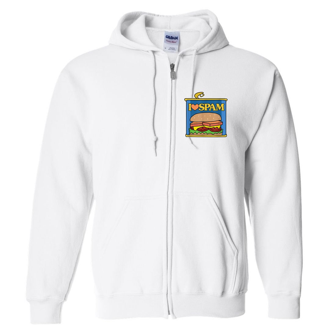 Funny I Heart Love Spam Canned Cooked Pork Food Lover Spam Full Zip Hoodie
