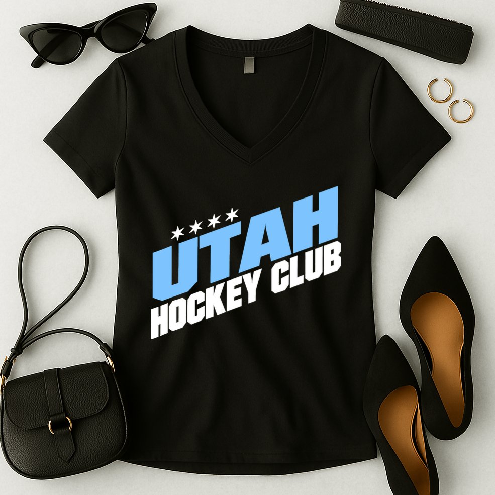 Funny Ice Hockey Player Gift For Utah Hockey Women's V-Neck T-Shirt