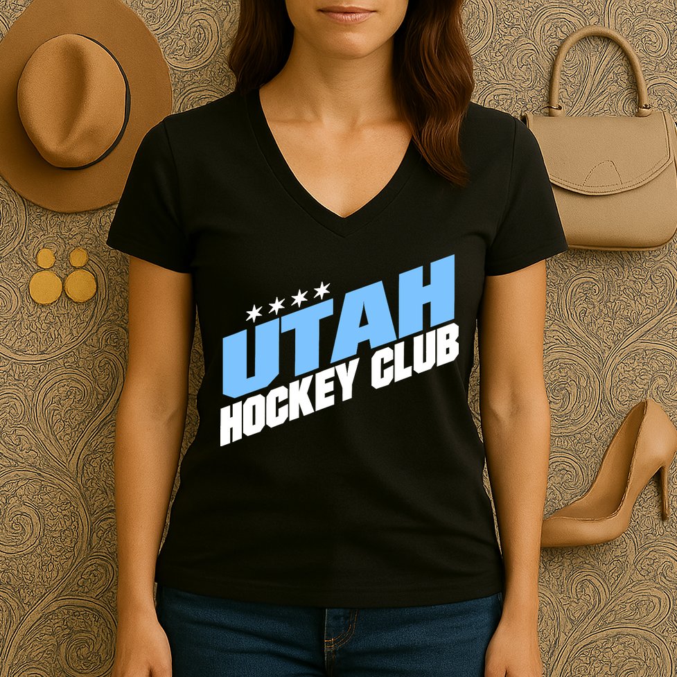 Funny Ice Hockey Player Gift For Utah Hockey Women's V-Neck T-Shirt