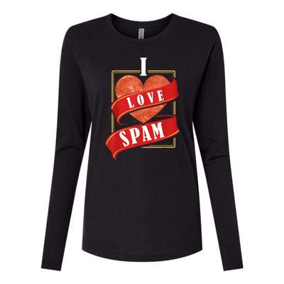 Funny I Heart Love Spam Canned Cooked Pork Food Lover Spam Womens Cotton Relaxed Long Sleeve T-Shirt