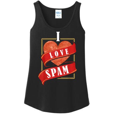 Funny I Heart Love Spam Canned Cooked Pork Food Lover Spam Ladies Essential Tank