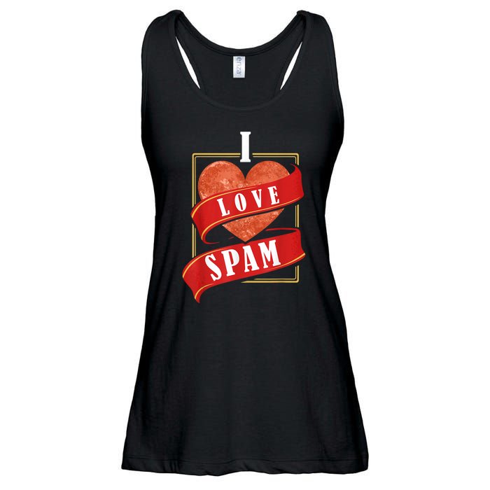 Funny I Heart Love Spam Canned Cooked Pork Food Lover Spam Ladies Essential Flowy Tank