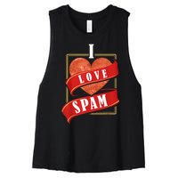 Funny I Heart Love Spam Canned Cooked Pork Food Lover Spam Women's Racerback Cropped Tank