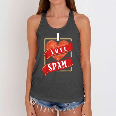 Funny I Heart Love Spam Canned Cooked Pork Food Lover Spam Women's Knotted Racerback Tank