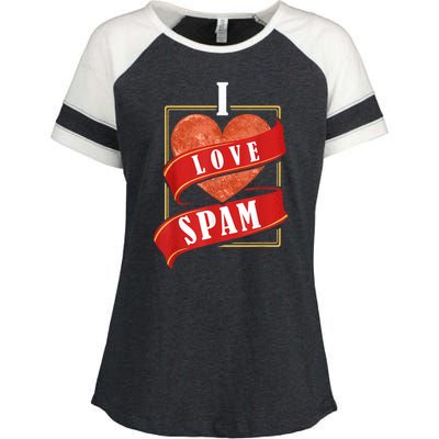 Funny I Heart Love Spam Canned Cooked Pork Food Lover Spam Enza Ladies Jersey Colorblock Tee