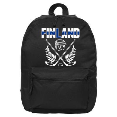 Finland Ice Hockey Fans Jersey Finnish Flag Hockey Sticks 16 in Basic Backpack