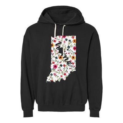 Floral Indiana Home Indiana State In My Heart Garment-Dyed Fleece Hoodie