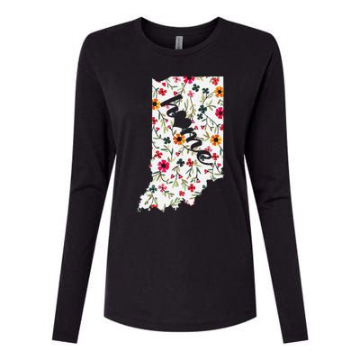 Floral Indiana Home Indiana State In My Heart Womens Cotton Relaxed Long Sleeve T-Shirt