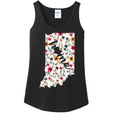 Floral Indiana Home Indiana State In My Heart Ladies Essential Tank