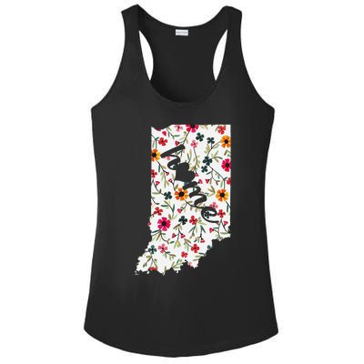 Floral Indiana Home Indiana State In My Heart Ladies PosiCharge Competitor Racerback Tank