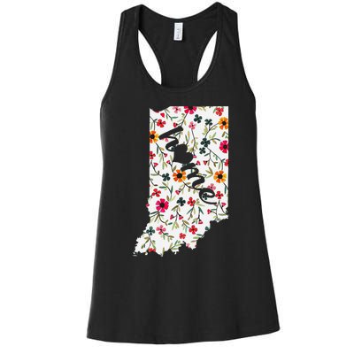 Floral Indiana Home Indiana State In My Heart Women's Racerback Tank