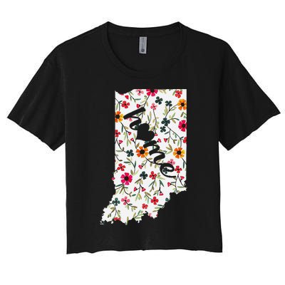 Floral Indiana Home Indiana State In My Heart Women's Crop Top Tee