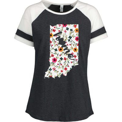 Floral Indiana Home Indiana State In My Heart Enza Ladies Jersey Colorblock Tee