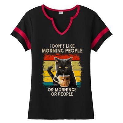 Fun I Hate Morning People And Mornings And People Coffee Cat Ladies Halftime Notch Neck Tee