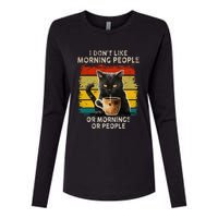 Fun I Hate Morning People And Mornings And People Coffee Cat Womens Cotton Relaxed Long Sleeve T-Shirt