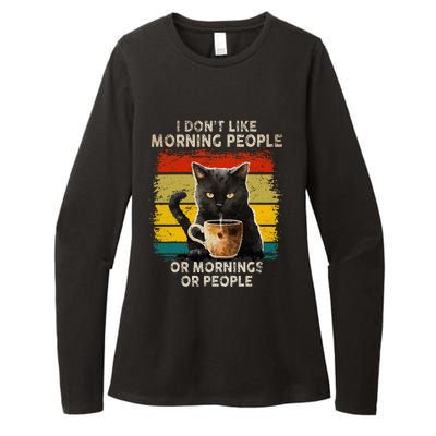 Fun I Hate Morning People And Mornings And People Coffee Cat Womens CVC Long Sleeve Shirt