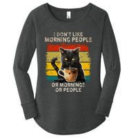 Fun I Hate Morning People And Mornings And People Coffee Cat Women's Perfect Tri Tunic Long Sleeve Shirt