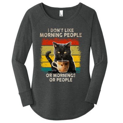 Fun I Hate Morning People And Mornings And People Coffee Cat Women's Perfect Tri Tunic Long Sleeve Shirt