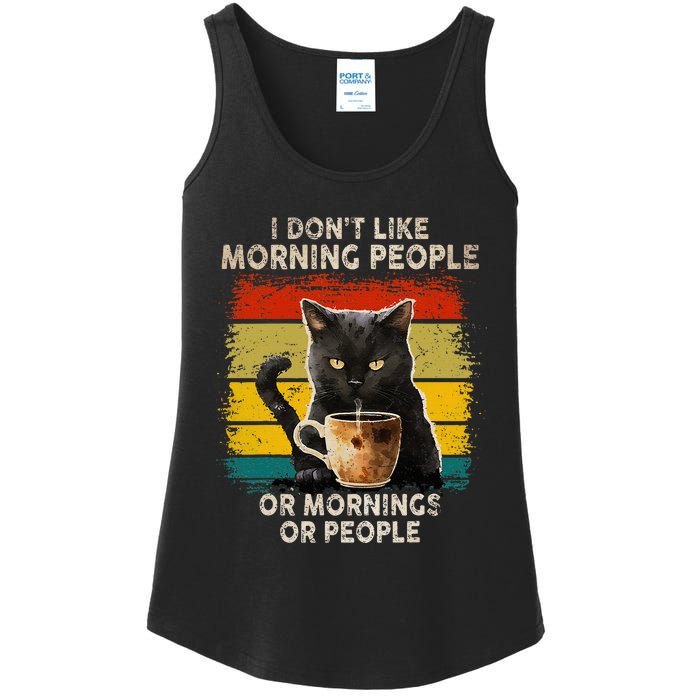 Fun I Hate Morning People And Mornings And People Coffee Cat Ladies Essential Tank