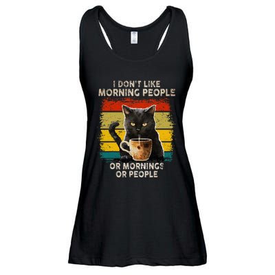 Fun I Hate Morning People And Mornings And People Coffee Cat Ladies Essential Flowy Tank