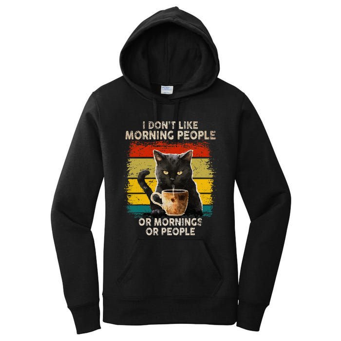 Fun I Hate Morning People And Mornings And People Coffee Cat Women's Pullover Hoodie