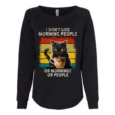 Fun I Hate Morning People And Mornings And People Coffee Cat Womens California Wash Sweatshirt