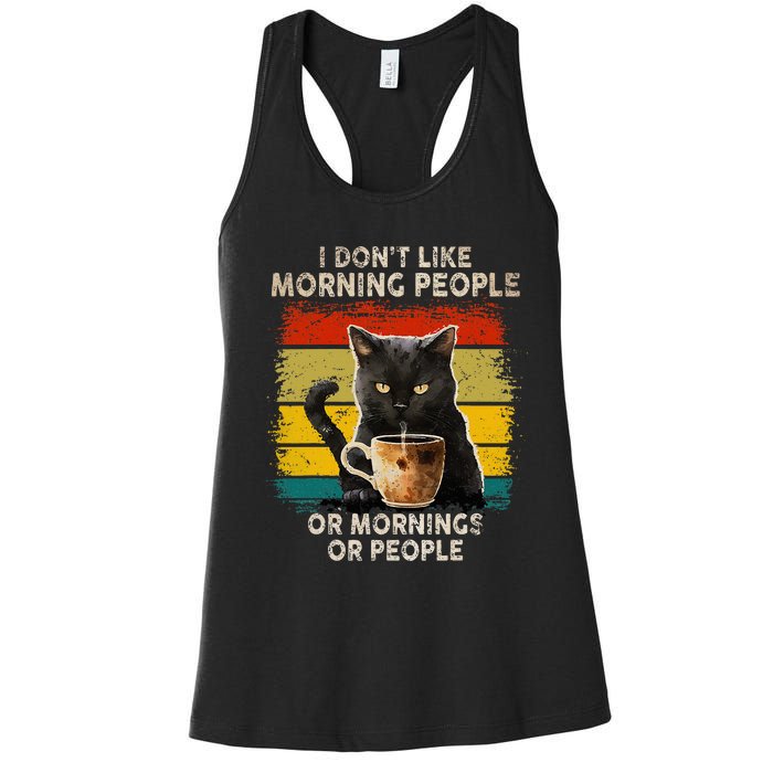 Fun I Hate Morning People And Mornings And People Coffee Cat Women's Racerback Tank