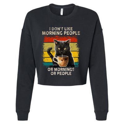 Fun I Hate Morning People And Mornings And People Coffee Cat Cropped Pullover Crew