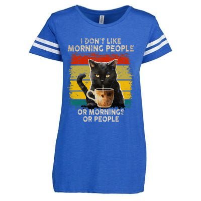 Fun I Hate Morning People And Mornings And People Coffee Cat Enza Ladies Jersey Football T-Shirt