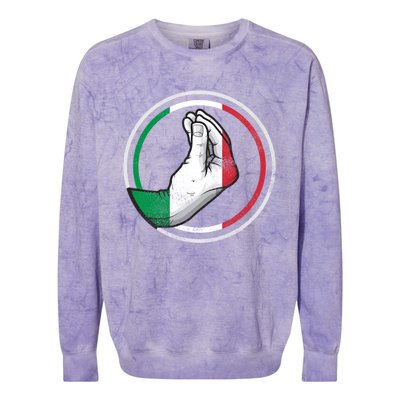 Funny Italy Hand Gesture Italian Flag Gift Colorblast Crewneck Sweatshirt