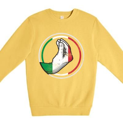 Funny Italy Hand Gesture Italian Flag Gift Premium Crewneck Sweatshirt