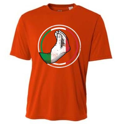 Funny Italy Hand Gesture Italian Flag Gift Cooling Performance Crew T-Shirt