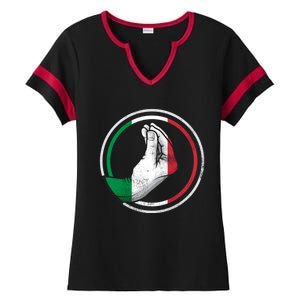 Funny Italy Hand Gesture Italian Flag Gift Ladies Halftime Notch Neck Tee