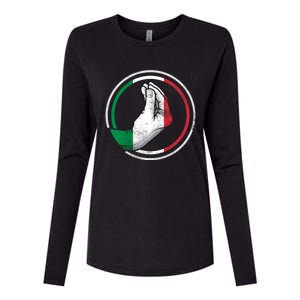 Funny Italy Hand Gesture Italian Flag Gift Womens Cotton Relaxed Long Sleeve T-Shirt