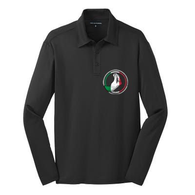 Funny Italy Hand Gesture Italian Flag Gift Silk Touch Performance Long Sleeve Polo