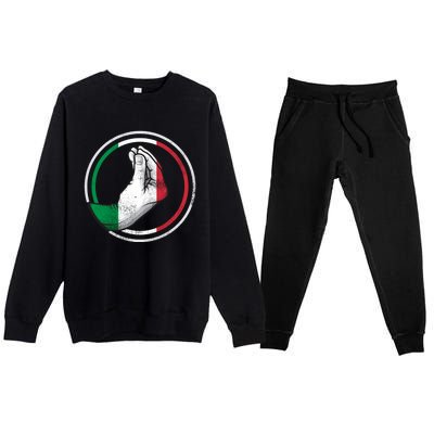 Funny Italy Hand Gesture Italian Flag Gift Premium Crewneck Sweatsuit Set