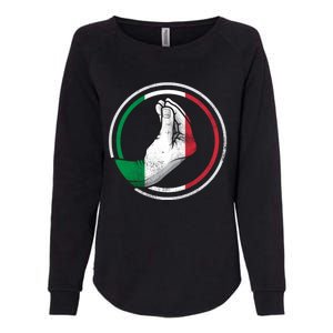 Funny Italy Hand Gesture Italian Flag Gift Womens California Wash Sweatshirt