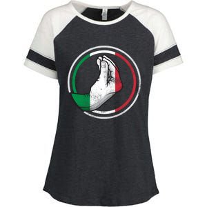 Funny Italy Hand Gesture Italian Flag Gift Enza Ladies Jersey Colorblock Tee